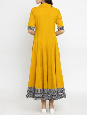 rolled-up button fit & flare maxi dress - 15359814 - Standard Image - 3