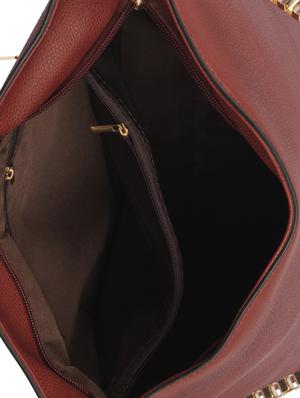 maroon leatherette (pu) regular handbag - 15360256 - Standard Image - 3