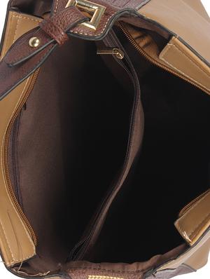 brown leatherette (pu) regular handbag - 15360259 - Standard Image - 3