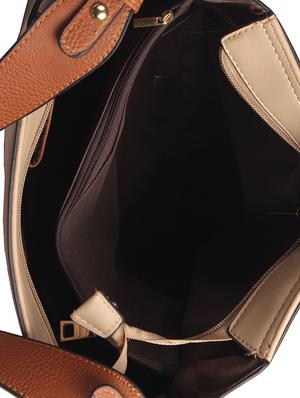 cream leatherette (pu) regular handbag - 15360260 - Standard Image - 3