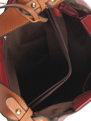 maroon leatherette (pu) regular handbag - 15360262 - Standard Image - 3