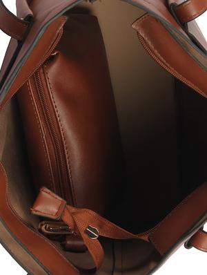 tan leatherette (pu) combo handbag - 15360266 - Standard Image - 3