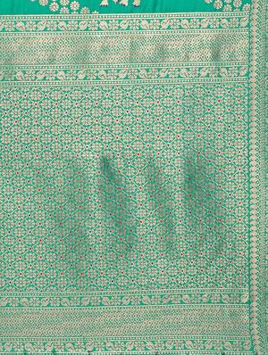 delicate golden border banarasi saree with blouse - 15360750 - Standard Image - 3