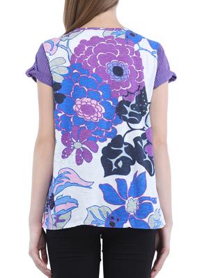striped sleeved printed top - 15360812 - Standard Image - 3