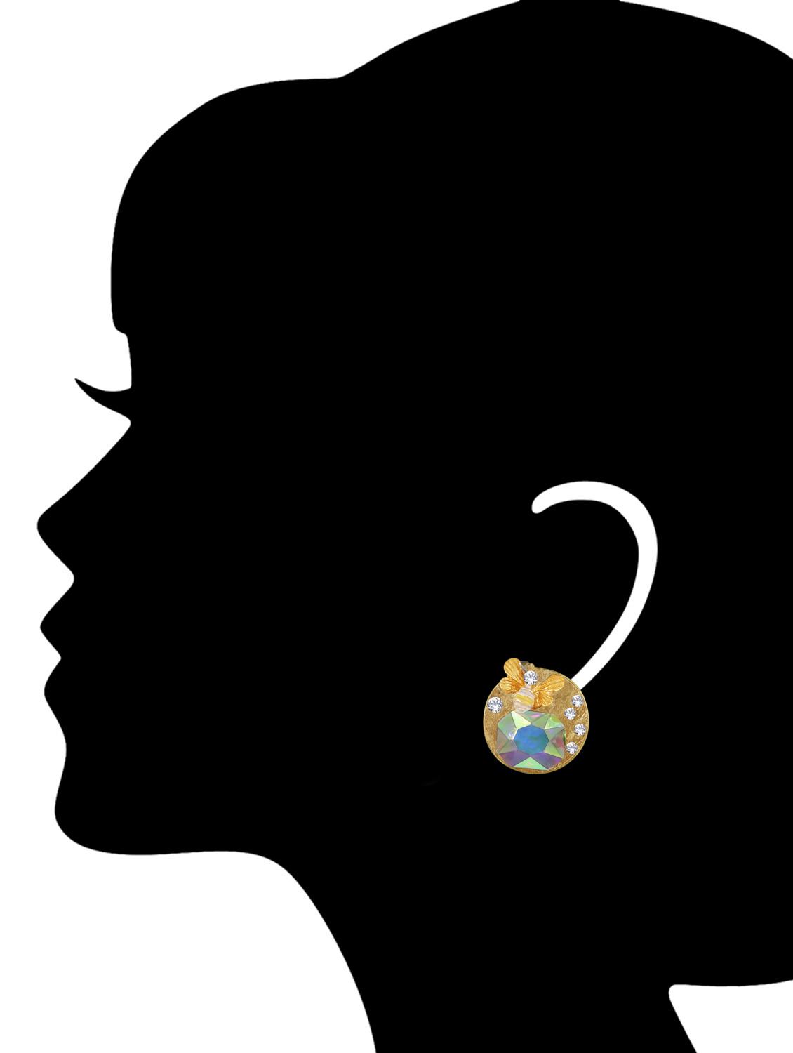 gold metal drop earring - 15363273 - Zoom Image - 3