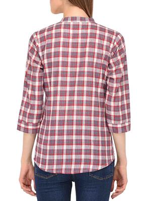 mandarin collar checkered shirt - 15363894 - Standard Image - 3