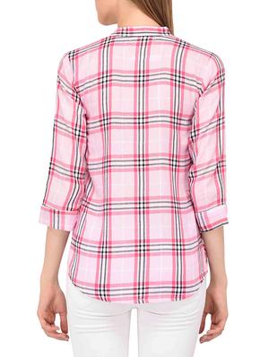 mandarin collar checkered shirt - 15363897 - Standard Image - 3