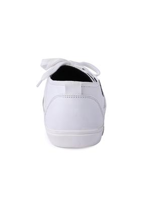 white leatherette lace up sneaker - 15363930 - Standard Image - 3