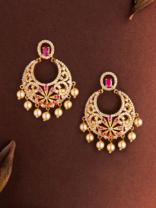 gold metal chandballi earring - 15364150 - Standard Image - 1
