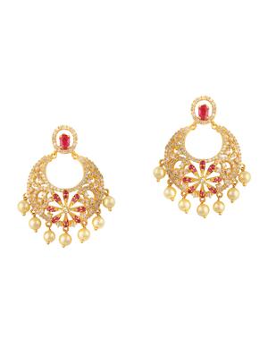 gold metal chandballi earring - 15364150 - Standard Image - 3