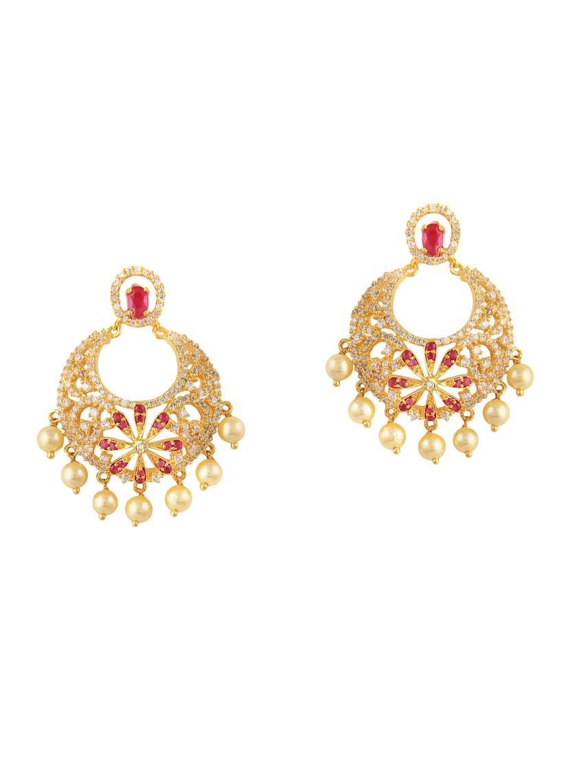gold metal chandballi earring - 15364150 - Zoom Image - 3