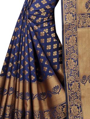 zari woven kanjivaram saree with blouse - 15364746 - Standard Image - 3