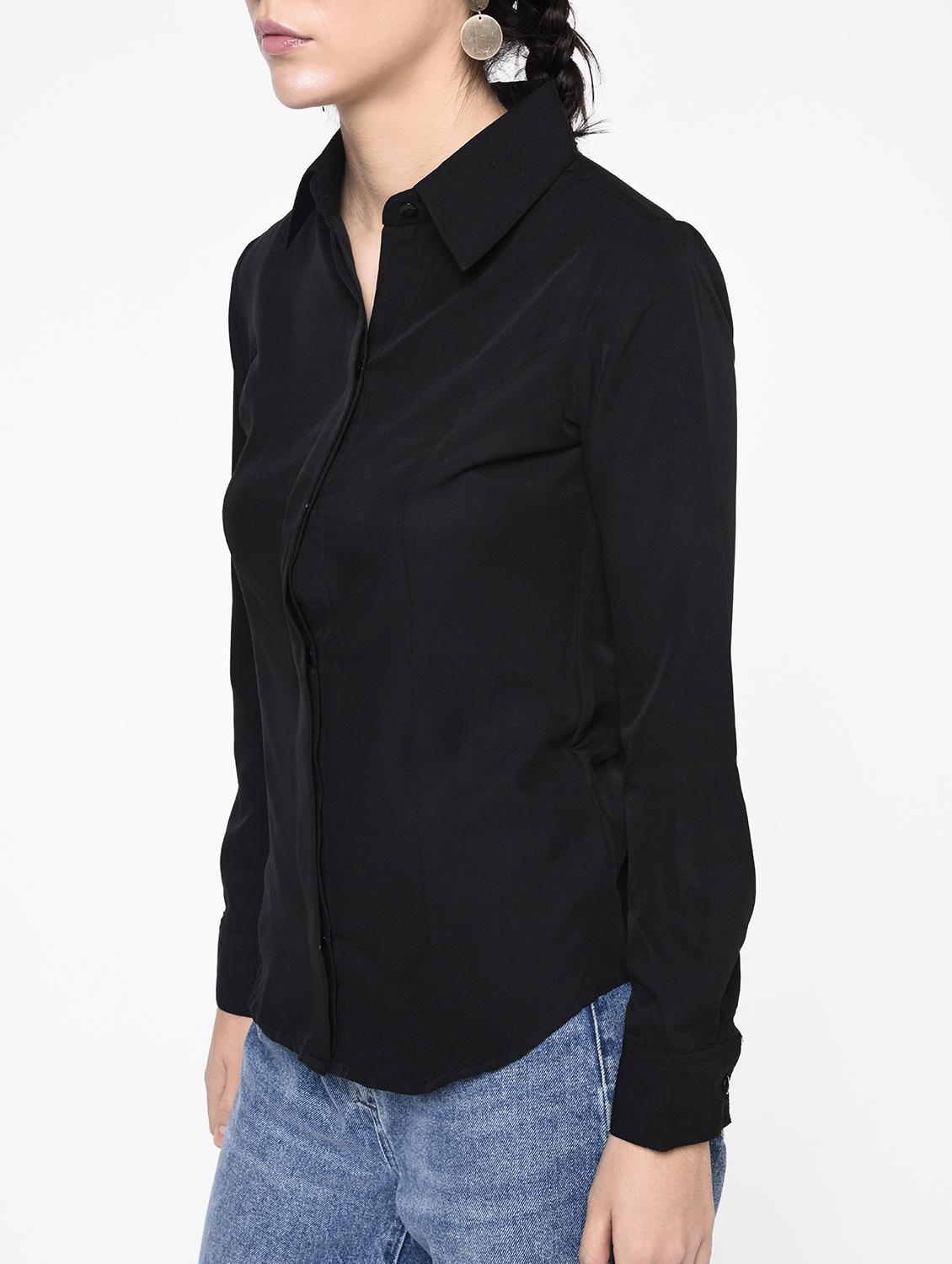 concealed placket solid shirt - 15366976 - Zoom Image - 3