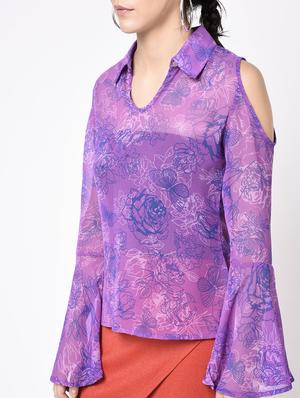 cold shoulder bell sleeved top - 15366986 - Standard Image - 3