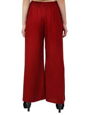 brown viscose flared palazzo - 15366999 - Standard Image - 3