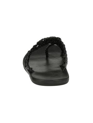 black leatherette slip on slippers - 15375362 - Standard Image - 3