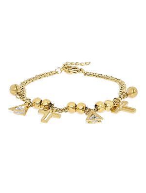 gold metal links bracelet - 15375422 - Standard Image - 3
