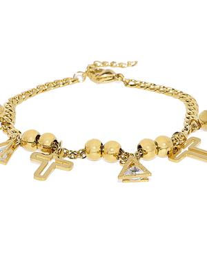 gold metal links bracelet - 15375422 - Standard Image - 6