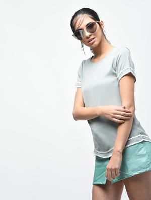 lace trim detail top - 15376817 - Standard Image - 3