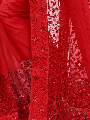 sequined floral embroidered saree with blouse - 15379286 - Standard Image - 3