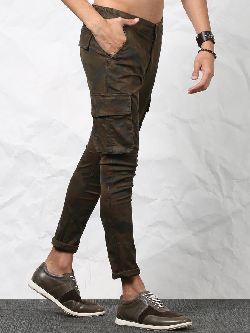 brown cotton cargos casual trousers - 15379410 - Zoom Image - 3