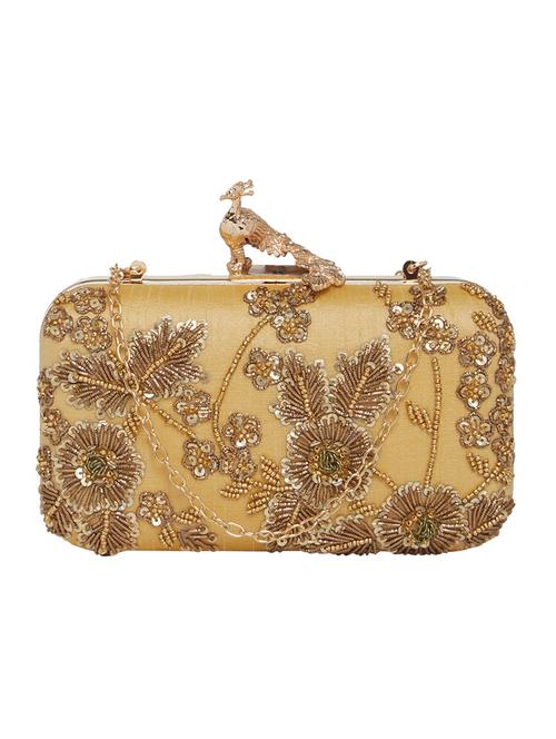 beige silk box clutch - 15379541 - Very Small Image - 1