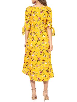 side tie up floral asymmetric dress - 15382884 - Standard Image - 3