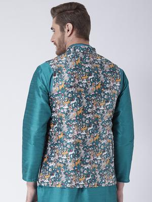 blue cotton nehru jacket - 15384292 - Standard Image - 3
