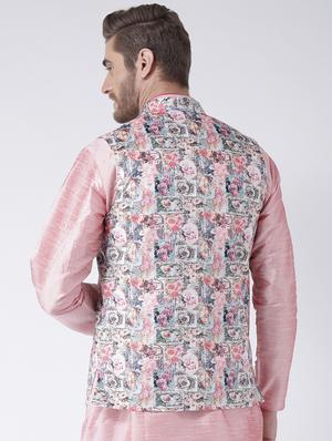 multi colored cotton nehru jacket - 15384305 - Standard Image - 3
