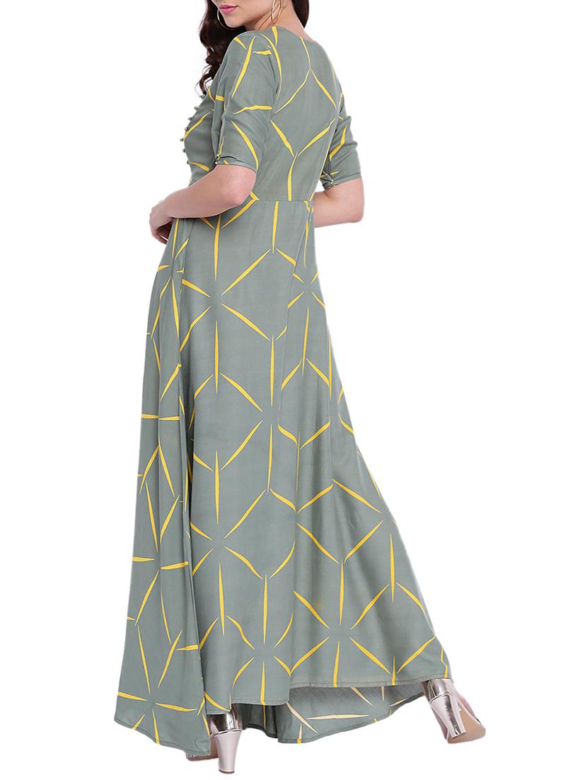 geometric printed flared kurta - 15384544 - Zoom Image - 3