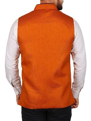 orange cotton nehru jacket - 15385842 - Standard Image - 3