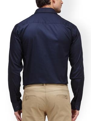 navy blue cotton formal shirt - 15385866 - Standard Image - 3