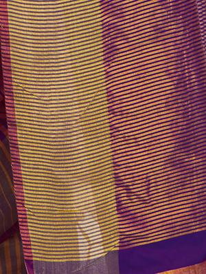 dual tone stripes woven saree with blouse - 15386110 - Standard Image - 3