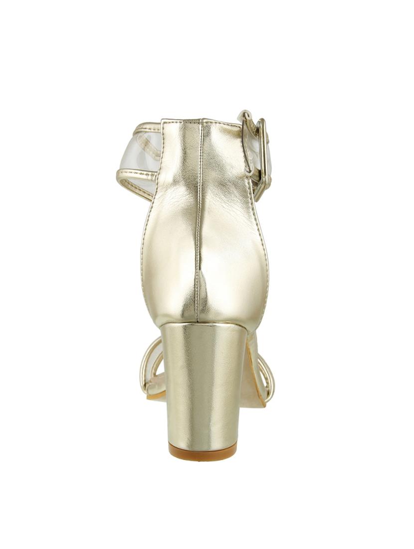 gold leatherette ankle strap sandals - 15386126 - Zoom Image - 3