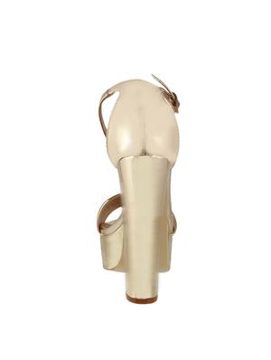 gold leatherette ankle strap sandals - 15386127 - Standard Image - 3