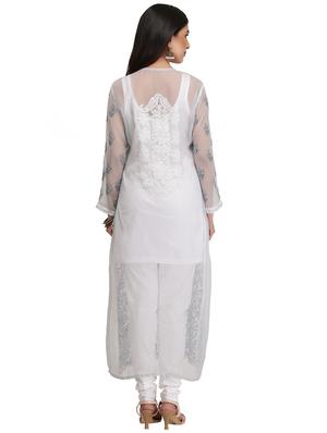 Chikankari straight kurti - 15387279 - Standard Image - 3