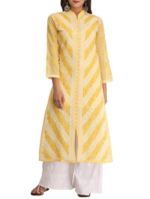 Chikankari straight kurta - 15387291 - Standard Image - 1