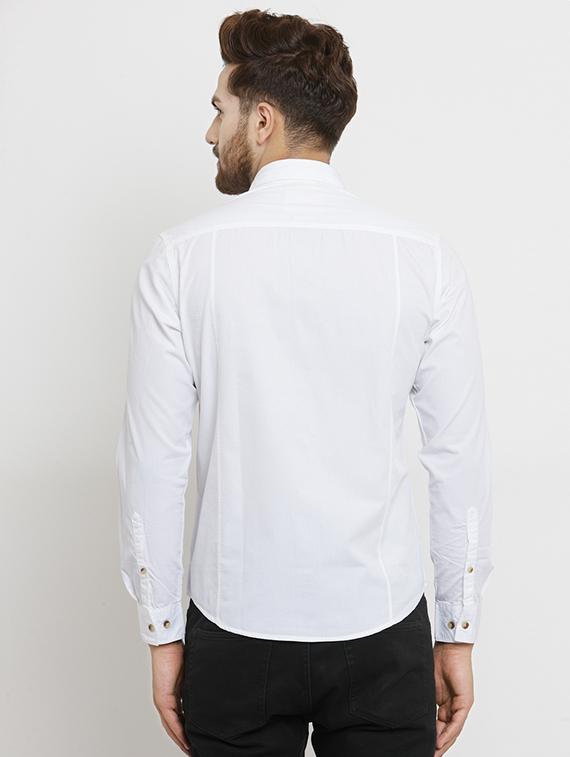 white cotton casual shirt - 15389888 - Zoom Image - 3
