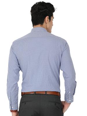 blue cotton blend formal shirt - 15389943 - Standard Image - 3