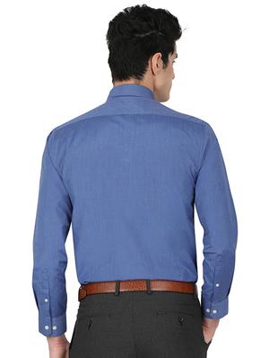 blue cotton blend formal shirt - 15389947 - Standard Image - 3