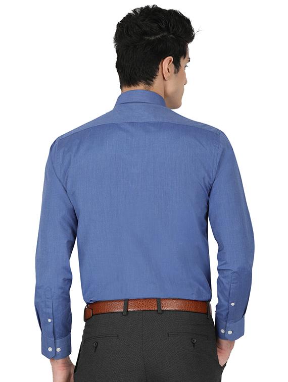 blue cotton blend formal shirt - 15389947 - Zoom Image - 3