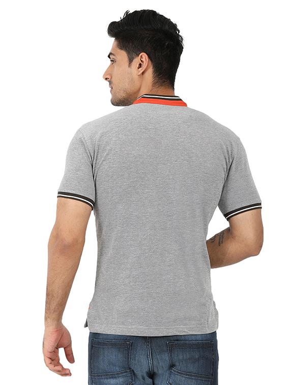 grey cotton collared t-shirt - 15389981 - Zoom Image - 3