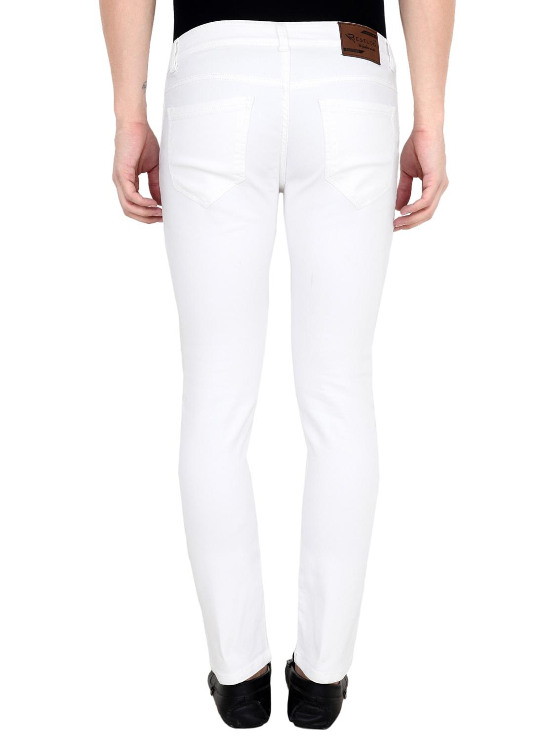 white cotton blend plain jeans - 15390765 - Zoom Image - 3