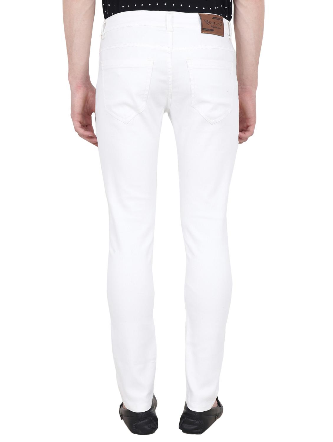 white cotton blend plain jeans - 15390767 - Zoom Image - 3