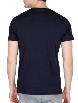 navy blue cotton front print t-shirt - 15391657 - Standard Image - 3