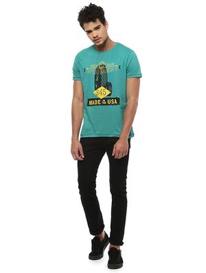 blue cotton chest print t-shirt - 15394278 - Standard Image - 3