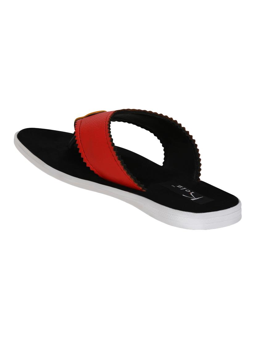 red leatherette toe separator slipper - 15394804 - Zoom Image - 3