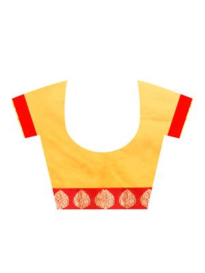 zari woven contrast border saree with blouse - 15398266 - Standard Image - 3