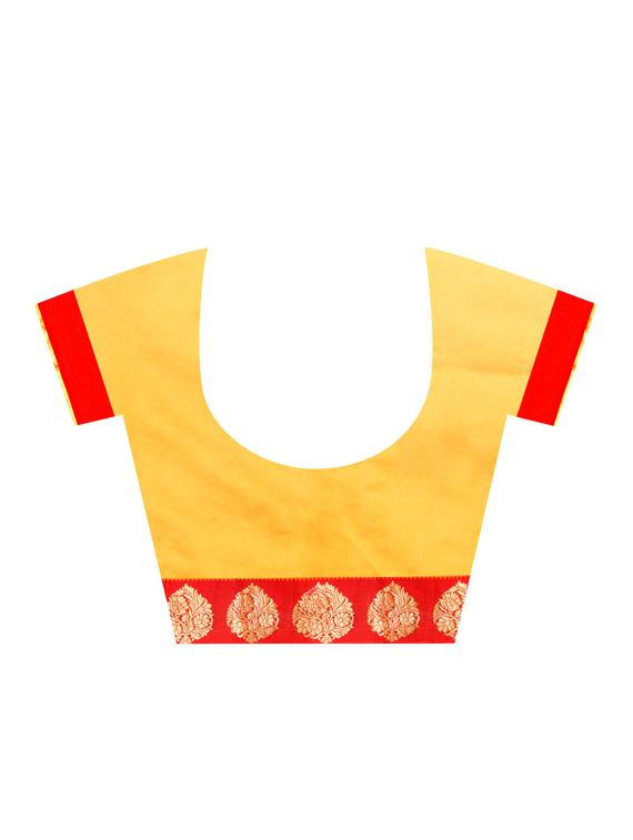 zari woven contrast border saree with blouse - 15398266 - Zoom Image - 3