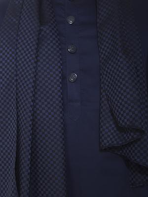 blue cotton kurta pyjama set - 15398337 - Standard Image - 3